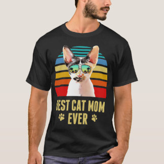 Devon Rex Cat Best Cat Mom Ever Retro Beach Vibe T-Shirt