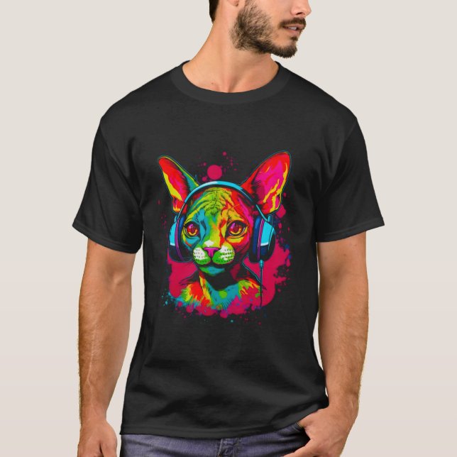 Devon Rex Cat Dj T-Shirt (Front)