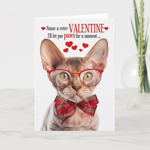 Devon Rex Cat Feline Humor Valentines Day Holiday Card