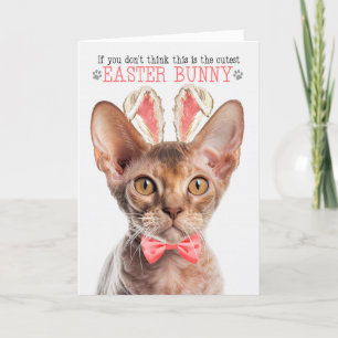 Devon Rex Cat in Bunny Ears for Easter Holiday Card