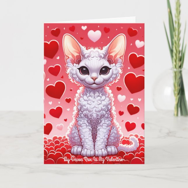 Devon Rex Cat is My Valentine Holiday Card (Front)
