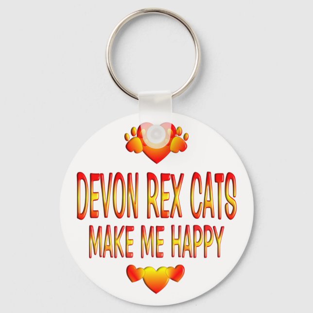 Devon Rex Cat Keychain (Front)
