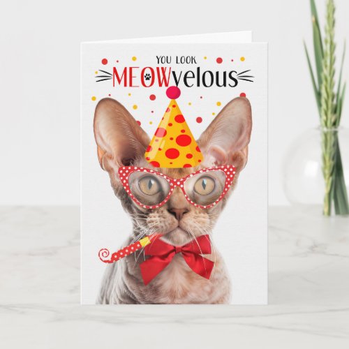 Devon Rex Cat MEOWvelous Birthday Card
