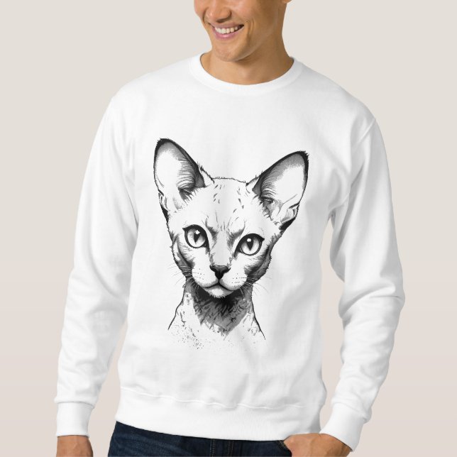 Devon Rex Cat Sketch Men's Sweatshirt (Front)