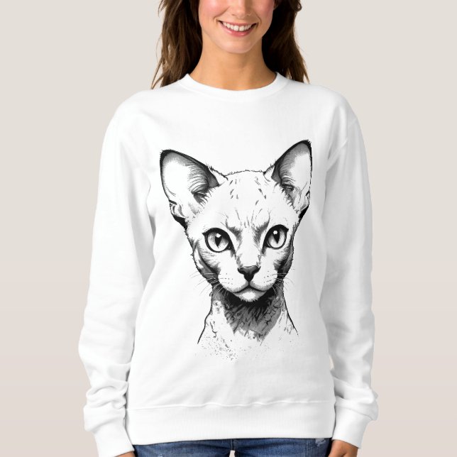 Devon Rex Cat Sketch Women's Sweater (Front)