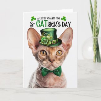 Devon Rex Cat St CATrick's Day Lucky Charm Holiday Card
