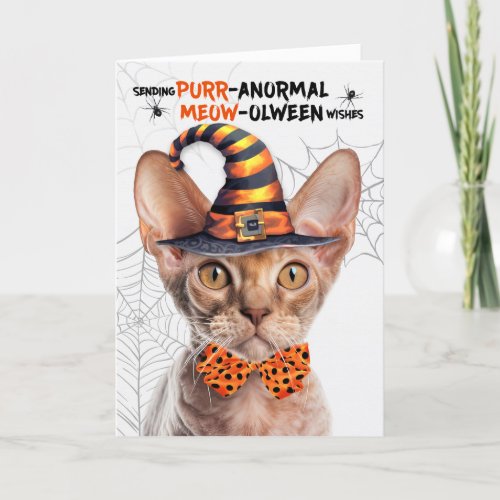 Devon Rex Halloween Cat PURRanormal MEOWolween Holiday Card