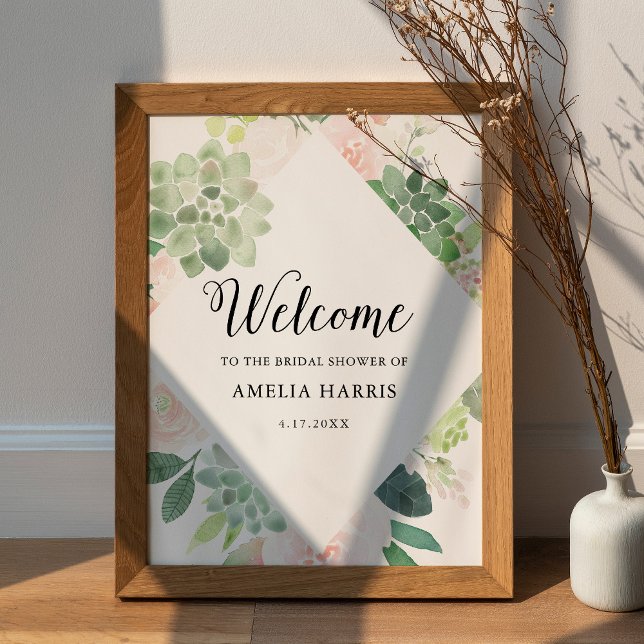 DEVON Succulent Bridal Shower Welcome 18x24 Poster (Creator Uploaded)