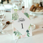 DEVON Succulent Greenery Table Number 3.5 x 5<br><div class="desc">The Devon Collection is a stunning set of designs that perfectly captures the beauty of nature in its delicate watercolor succulents, foliage and blush florals. The soft and delicate hues of green and blush add a gentle and romantic ambiance, while the intricate details of the watercolor florals and greenery provide...</div>