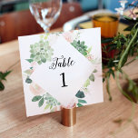 DEVON Succulent Greenery Table Number 5.25" Square<br><div class="desc">The Devon Collection is a stunning set of designs that perfectly captures the beauty of nature in its delicate watercolor succulents, foliage and blush florals. The soft and delicate hues of green and blush add a gentle and romantic ambiance, while the intricate details of the watercolor florals and greenery provide...</div>