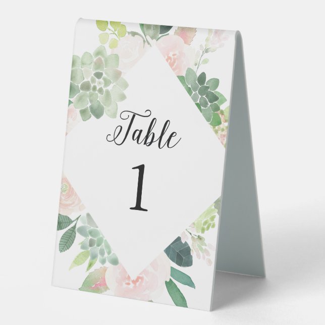 DEVON Succulent Greenery Table Number  Tent (Front)