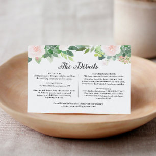 DEVON Succulent Wedding Details Enclosure Card