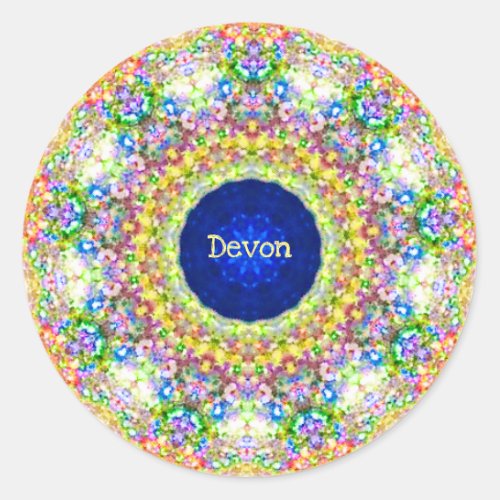 DEVON  Sweet Floral Pattern  Personalised  Classic Round Sticker