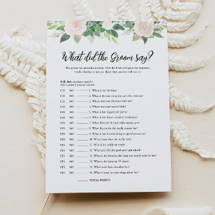 DEVON What Did The Groom Say Bridal Game Card