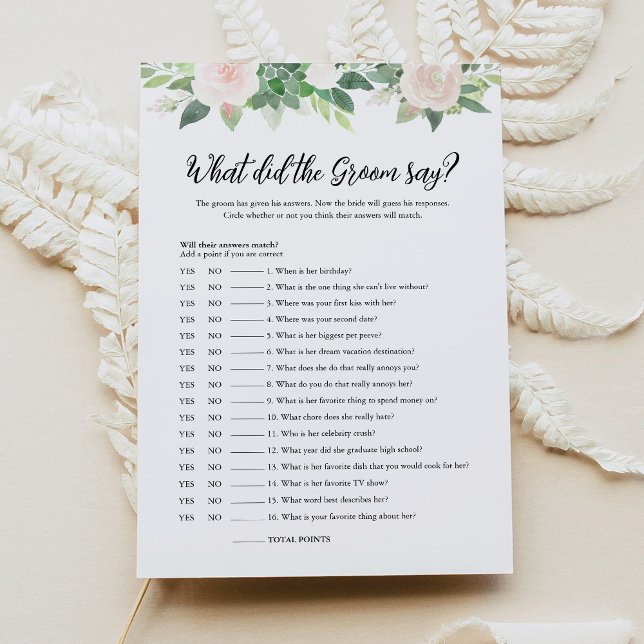 DEVON What Did The Groom Say Bridal Game Card (Creator Uploaded)