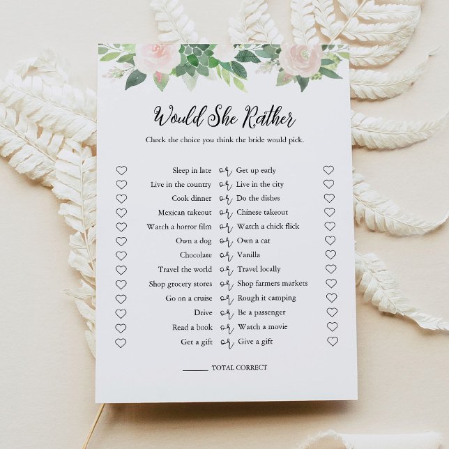 DEVON Would She Rather Bridal Shower Game Card (Creator Uploaded)