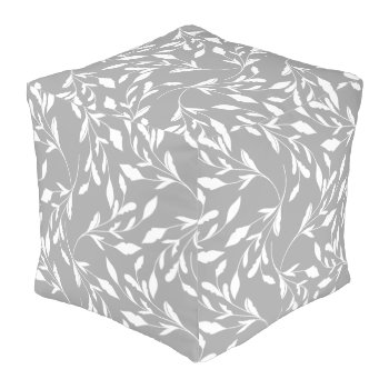 Devona Cool Gray And White Pouf by Letsrendevoo at Zazzle