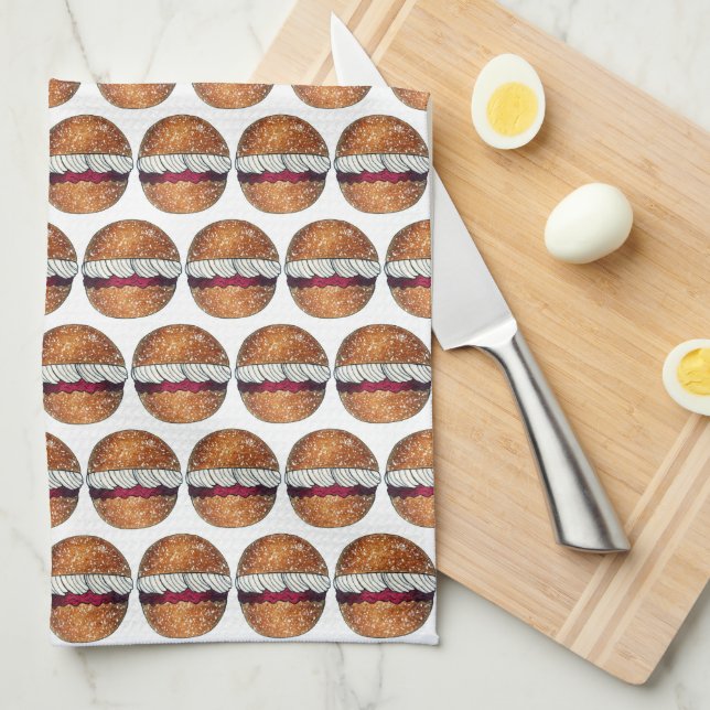 Devonshire Split British Pastry Pastries UK Baking Kitchen Towel (Quarter Fold)