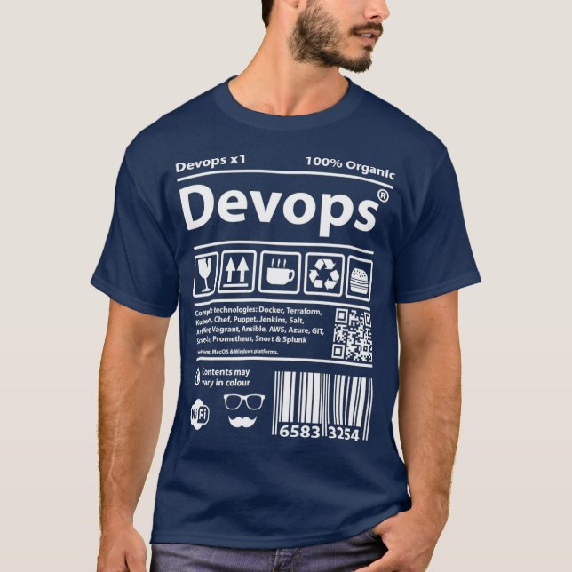 Devops Barcode programming computers source code T-Shirt (Front)