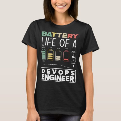 DevOps Engineer Battery Life Cloud Computing T_Shirt