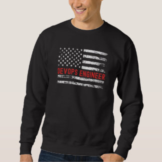 Devops Engineer USA Flag Profession Retro Job Titl Sweatshirt