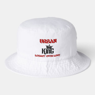 DEVOTED RULER URBAN KING Red Onyx Men's White Bucket Hat