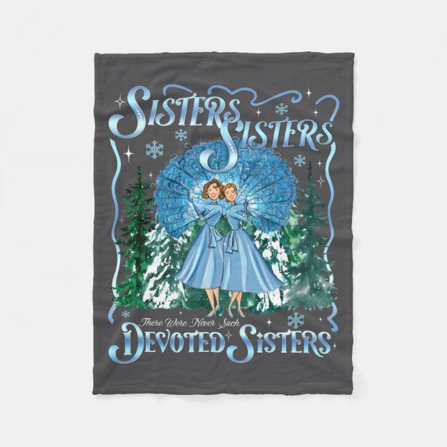 Devoted Sisters Merry Christmas White Xmas Pajamas Fleece Blanket (Front)