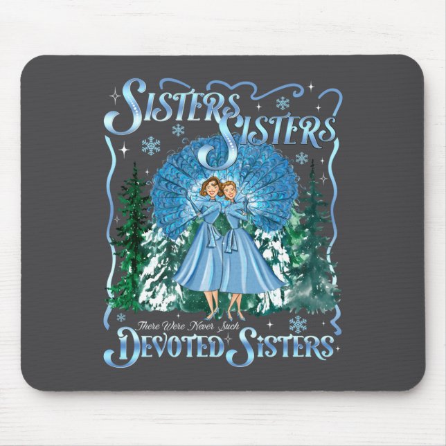 Devoted Sisters Merry Christmas White Xmas Pajamas Mouse Pad (Front)