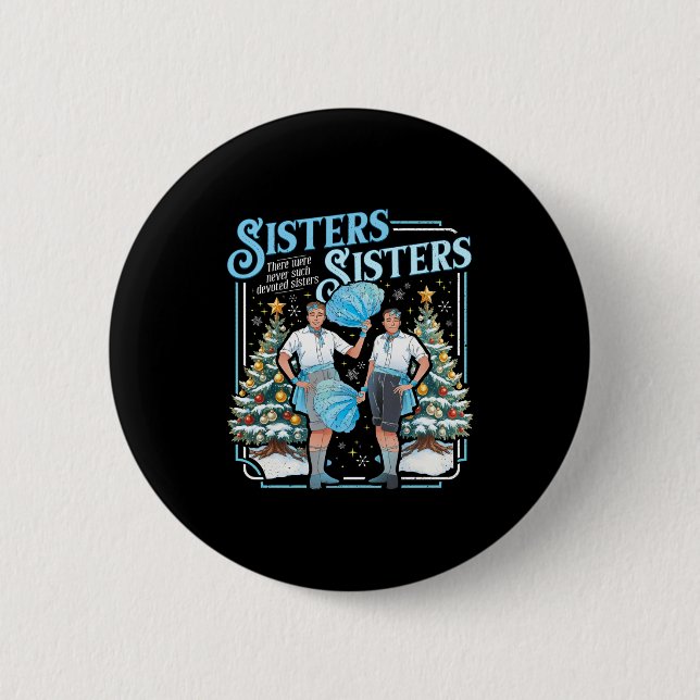 Devoted Sisters White Xmas Merry Christmas Snowfla Button (Front)