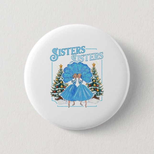 Devoted Sisters White Xmas Merry Christmas Snowfla Button (Front)