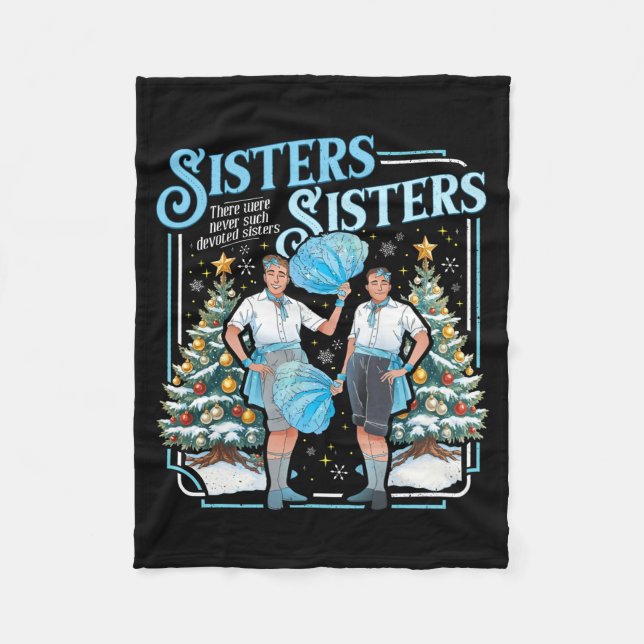 Devoted Sisters White Xmas Merry Christmas Snowfla Fleece Blanket (Front)