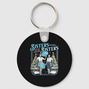 Devoted Sisters White Xmas Merry Christmas Snowfla Keychain
