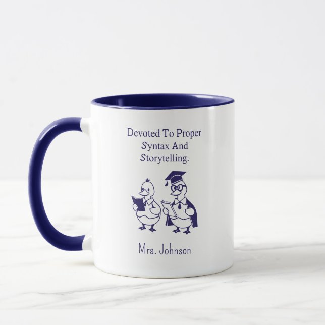 Devoted To Proper Syntax & Storytelling Design Mug (Left)