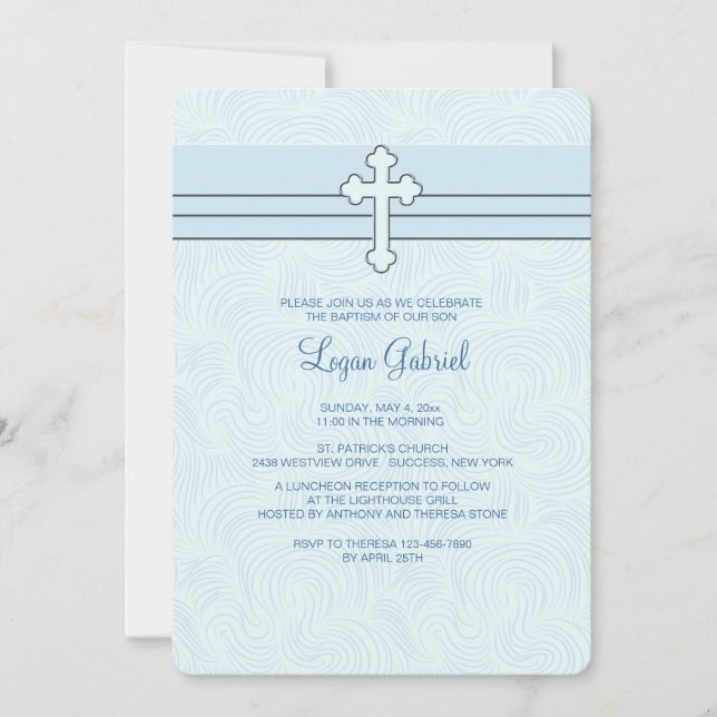 Devotion Blue Religious Invitation (Front)