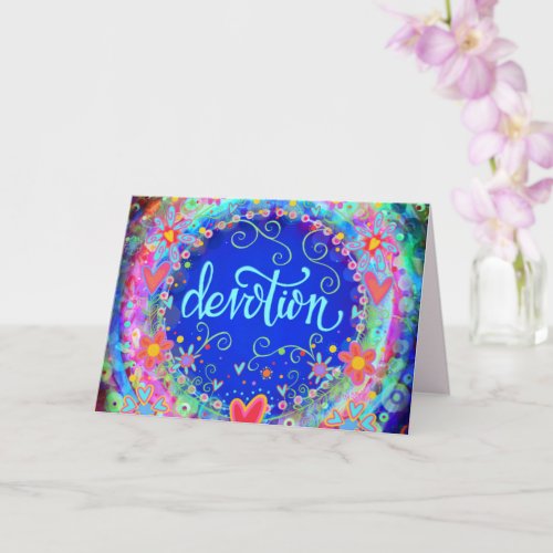 Devotion Pretty Blue Floral Whimsical Fun Card