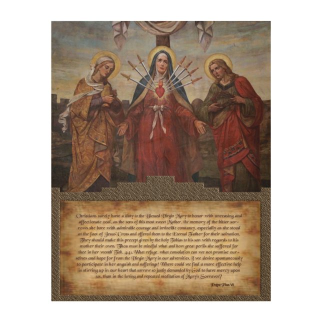 Devotion to Our Lady of Sorrows. Wood Wall Art (Front)