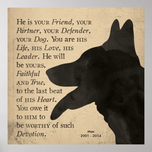 Devotion Vintage German Shepherd Dog Poster