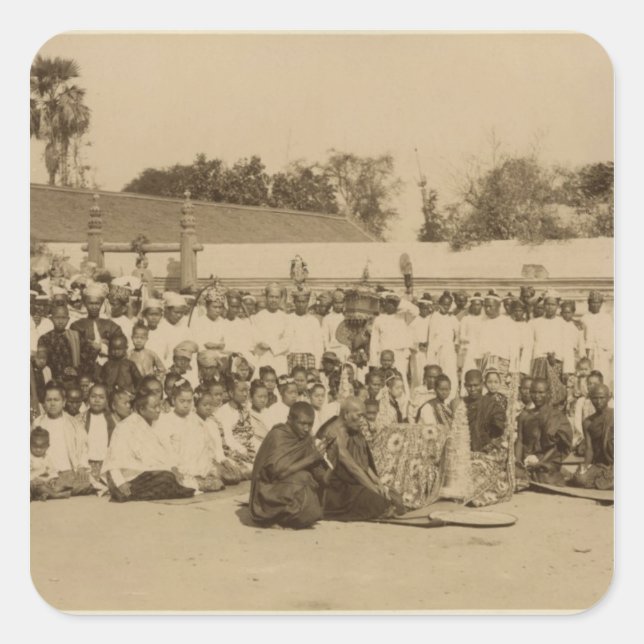 Devotions at the Arakan Pagoda, Mandalay, Square Sticker (Front)
