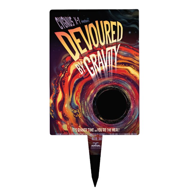 Devoured By Gravity Halloween Hole Black Horror Cake Topper (Front)