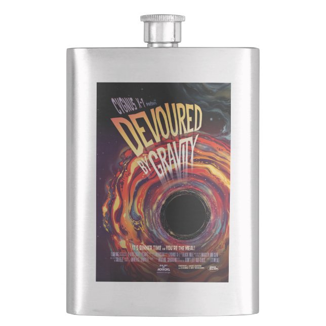 Devoured By Gravity Halloween Hole Black Horror Flask (Front)