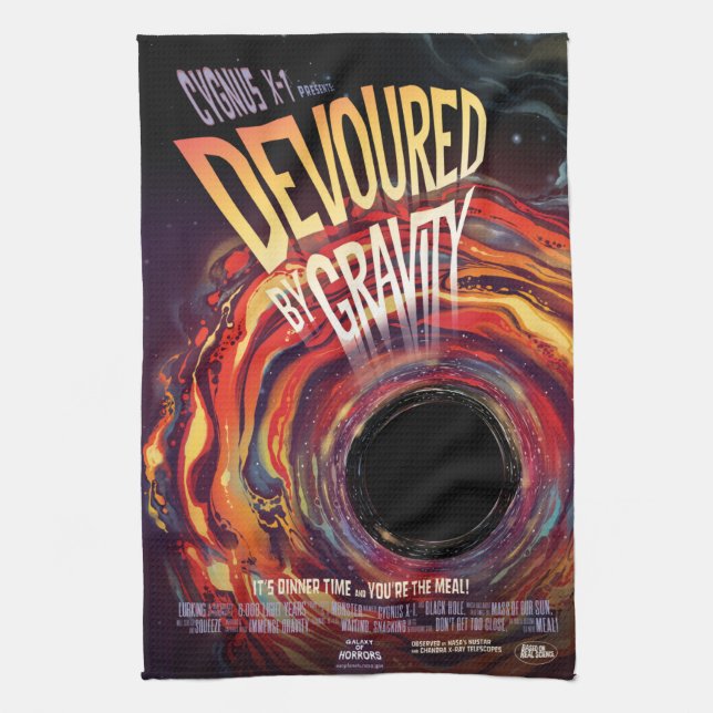 Devoured By Gravity Halloween Hole Black Horror Kitchen Towel (Vertical)