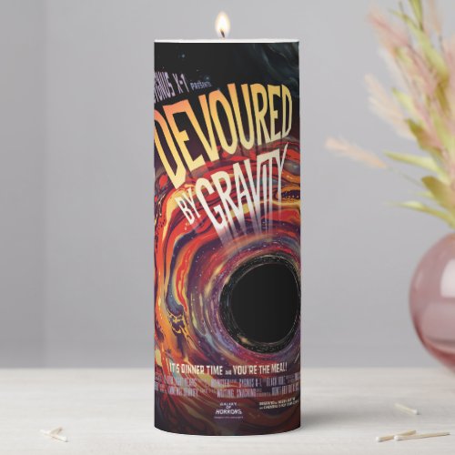 Devoured By Gravity Halloween Hole Black Horror Pillar Candle