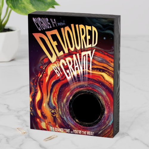 Devoured By Gravity Halloween Hole Black Horror Wooden Box Sign
