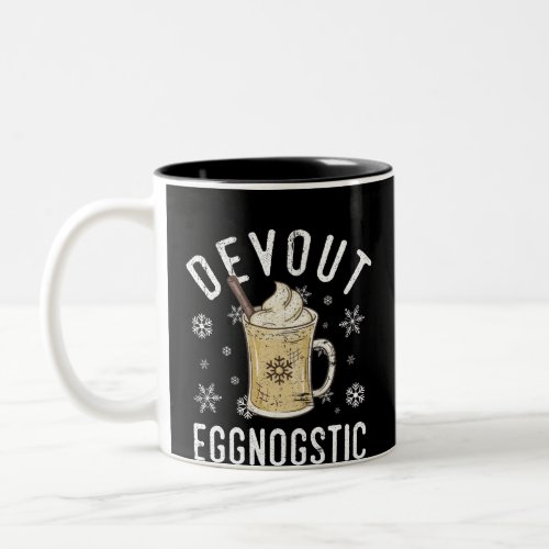 Devout Eggnostic Funny Eggnog Design for Egg Nog Two_Tone Coffee Mug