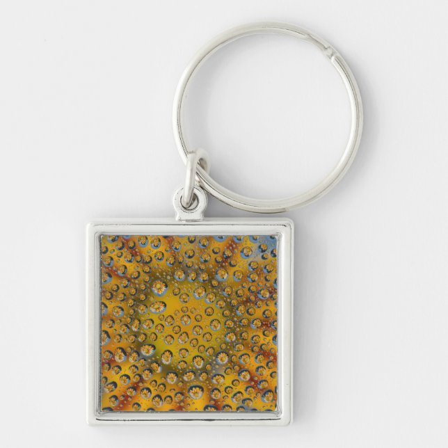 Dew Drop reflection of flower, Crescent City, Keychain (Front)