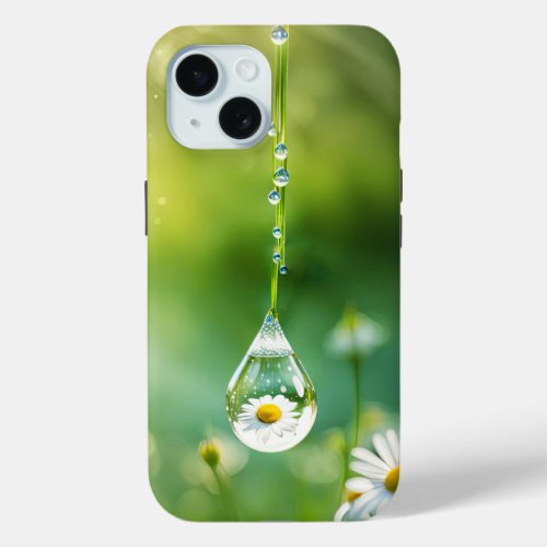 Dew Drop With Daisy Reflection iPhone 15 Case