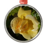 Dew Drop Yellow Rose Metal Ornament