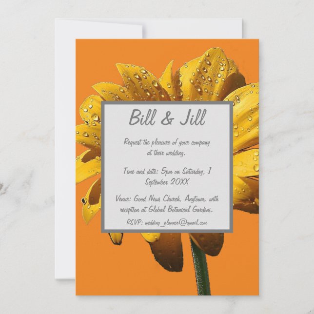 Dew Drops Daisy Wedding Invitation (Front)