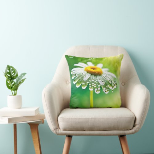 Dew Drops On A Daisy Throw Pillow