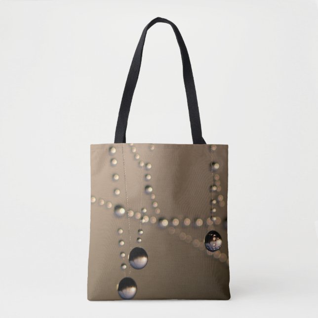 Dew drops on a web tote (Front)